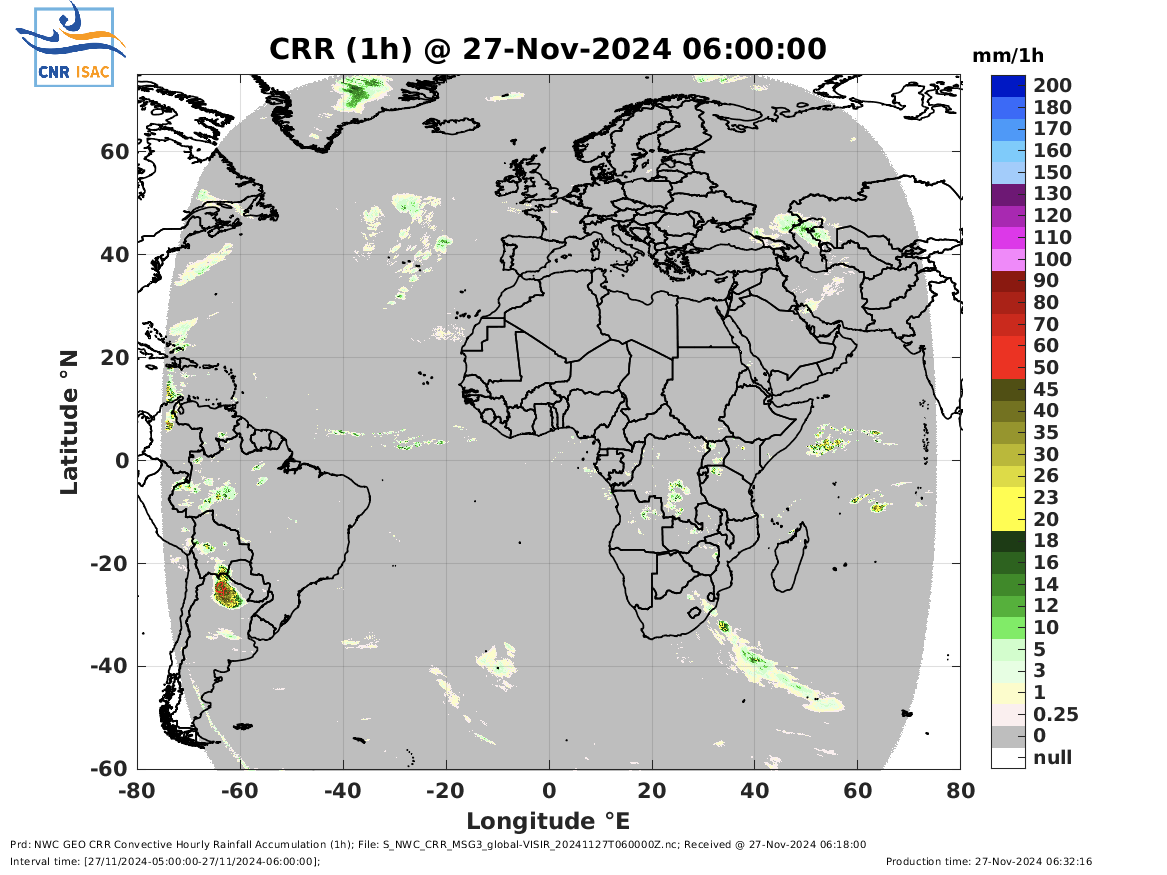 NWC GEO CRR Convective Hourly Rainfall Accumulation (1h)
