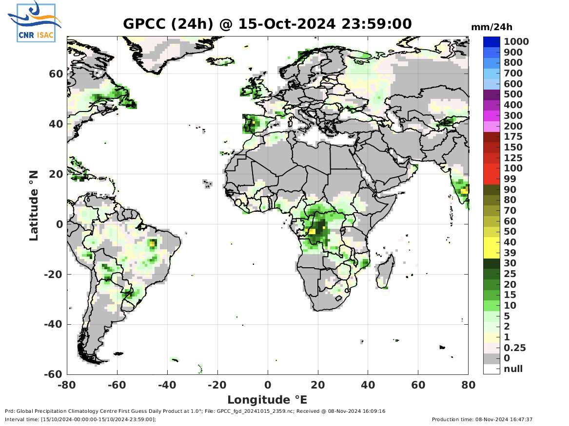 Global Precipitation Climatology Centre First Guess Daily Product at 1.0°