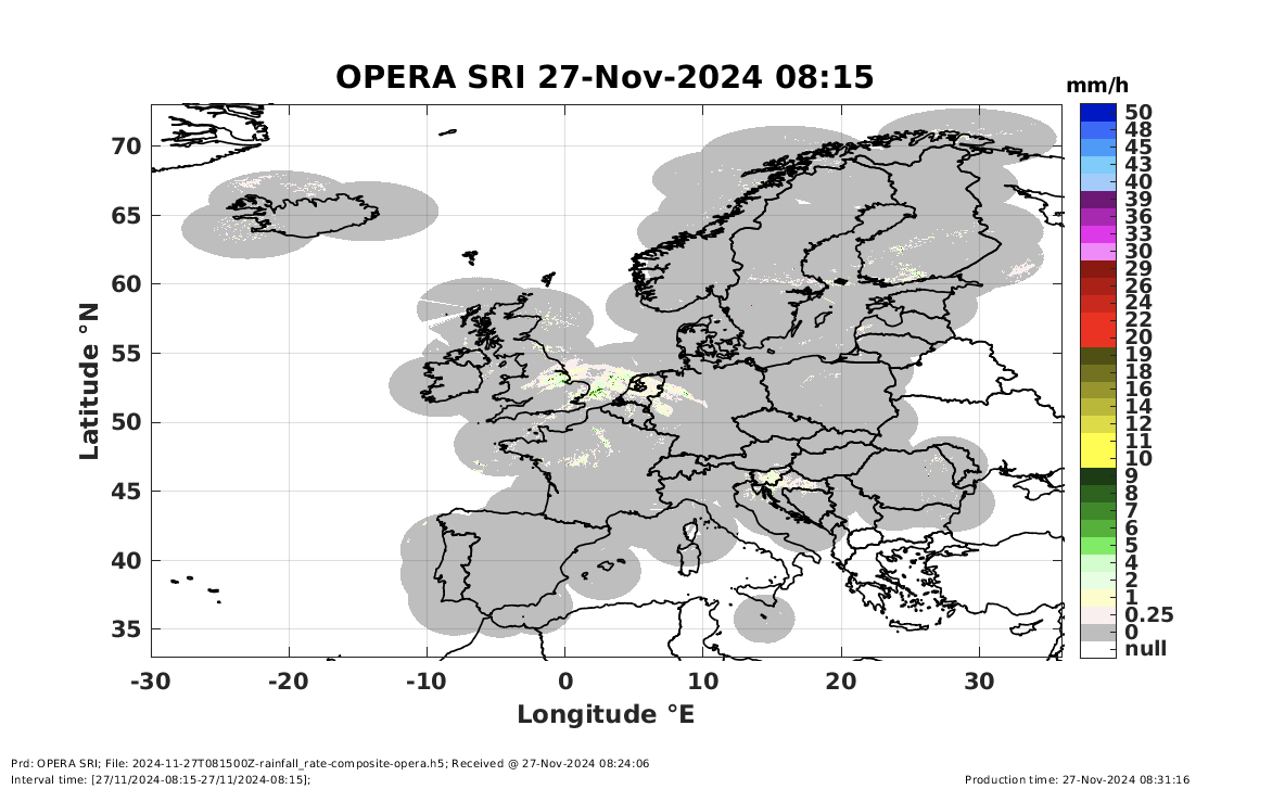 OPERA Radar Surface Rainfall Intensity